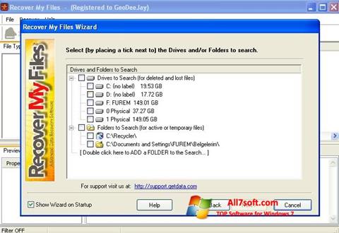 스크린 샷 Recover My Files Windows 7