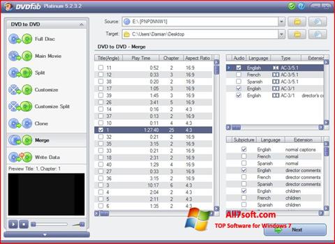 스크린 샷 DVDFab Windows 7