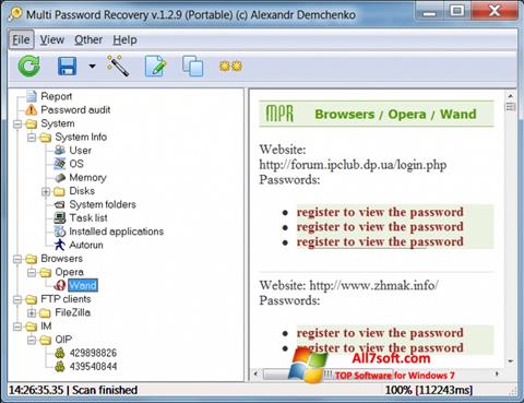스크린 샷 Multi Password Recovery Windows 7