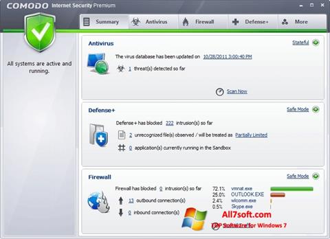 스크린 샷 Comodo Internet Security Premium Windows 7