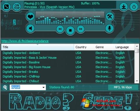 스크린 샷 RadioSure Windows 7