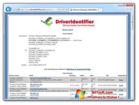 스크린 샷 Driver Identifier Windows 7