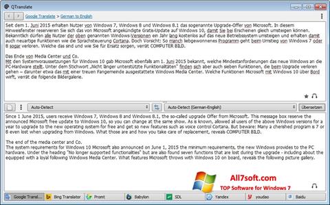 스크린 샷 QTranslate Windows 7