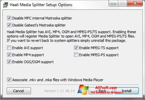 스크린 샷 Haali Media Splitter Windows 7