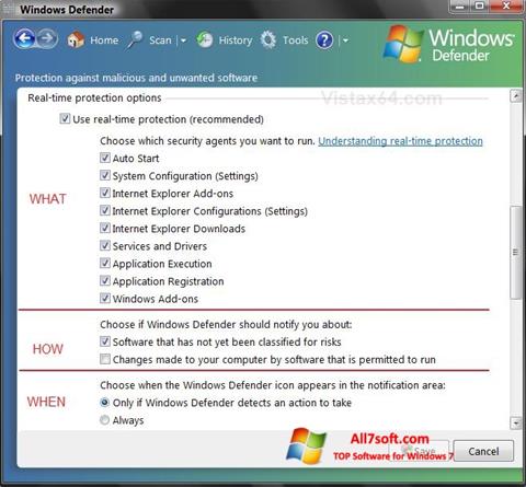 스크린 샷 Windows Defender Windows 7