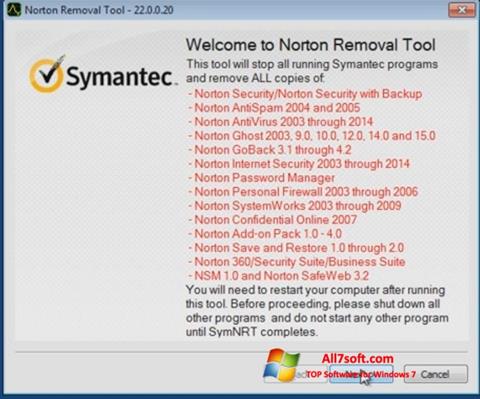 스크린 샷 Norton Removal Tool Windows 7