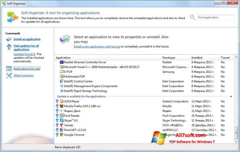 스크린 샷 Soft Organizer Windows 7