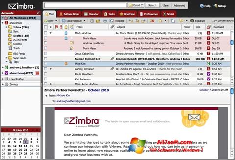 스크린 샷 Zimbra Desktop Windows 7