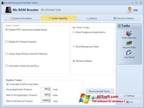 스크린 샷 Mz RAM Booster Windows 7