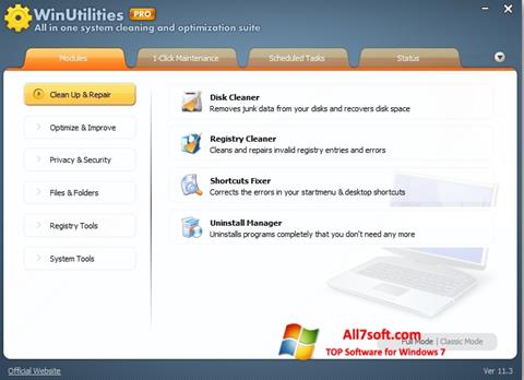 스크린 샷 WinUtilities Memory Optimizer Windows 7
