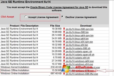 스크린 샷 Java Runtime Environment Windows 7