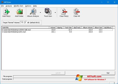 스크린 샷 MP3Gain Windows 7