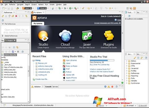 스크린 샷 Aptana Studio Windows 7