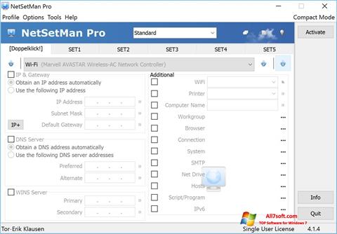 스크린 샷 NetSetMan Windows 7