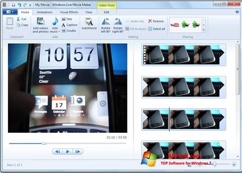 스크린 샷 Windows Live Movie Maker Windows 7
