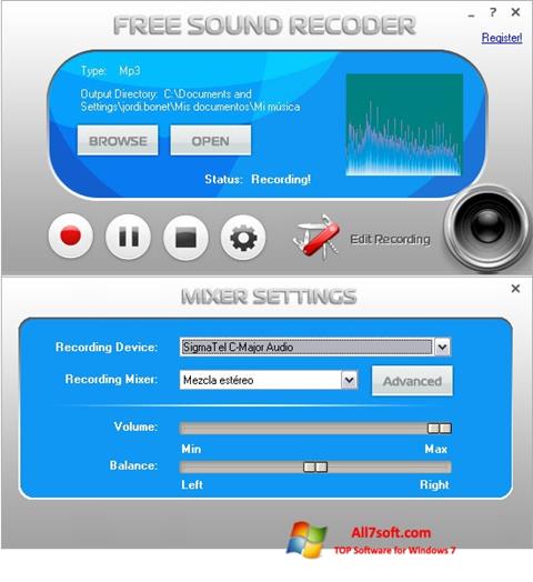 스크린 샷 Free Sound Recorder Windows 7