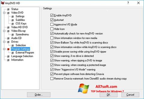 스크린 샷 AnyDVD Windows 7
