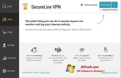 스크린 샷 Avast SecureLine VPN Windows 7