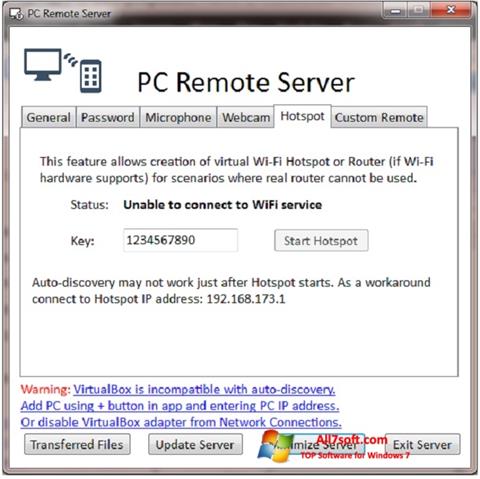 스크린 샷 PC Remote Server Windows 7