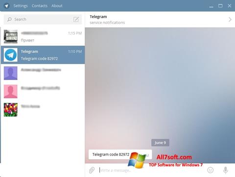 스크린 샷 Telegram Desktop Windows 7