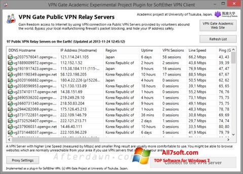 스크린 샷 VPN Gate Windows 7