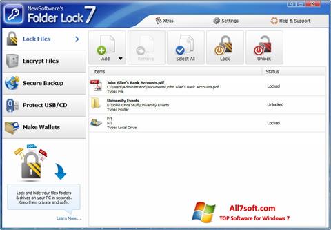 스크린 샷 Folder Lock Windows 7