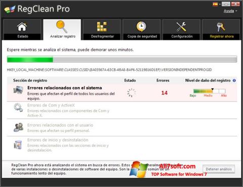 스크린 샷 RegClean Pro Windows 7