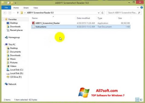 스크린 샷 ABBYY Screenshot Reader Windows 7