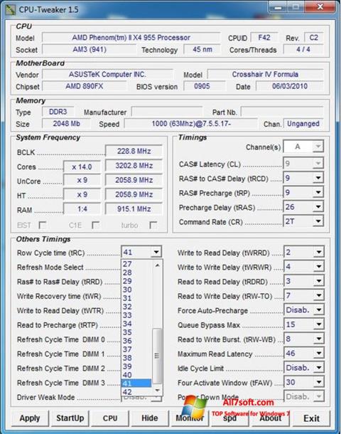 스크린 샷 CPU-Tweaker Windows 7