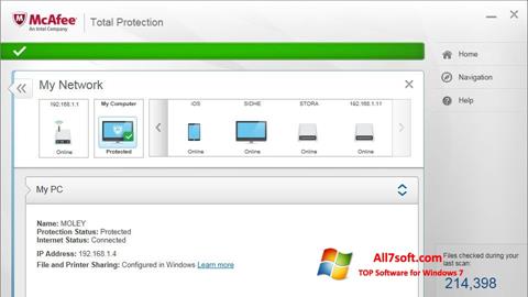스크린 샷 McAfee Total Protection Windows 7