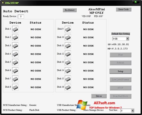 스크린 샷 AlcorMP Windows 7