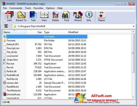 스크린 샷 WinRAR Windows 7