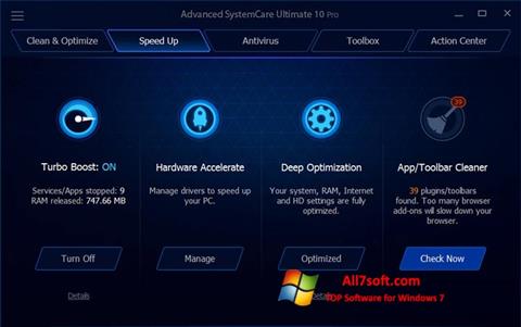 스크린 샷 Advanced SystemCare Ultimate Windows 7