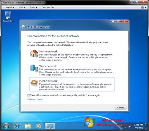 스크린 샷 Windows Virtual PC Windows 7