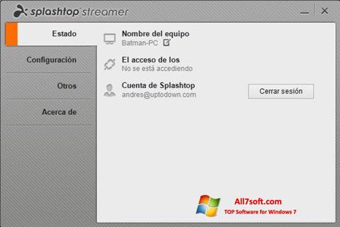 스크린 샷 Splashtop Streamer Windows 7