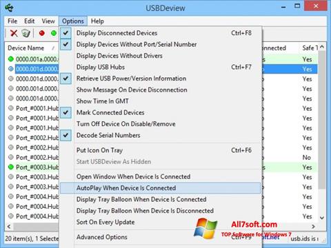 스크린 샷 USBDeview Windows 7