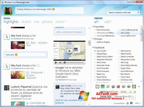 스크린 샷 Windows Live Messenger Windows 7