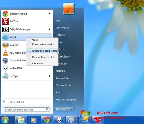 스크린 샷 ViStart Windows 7