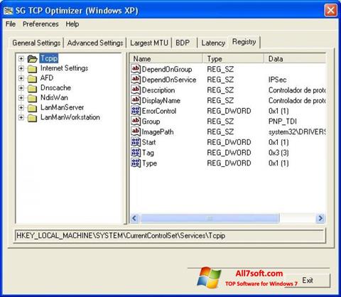 스크린 샷 TCP Optimizer Windows 7