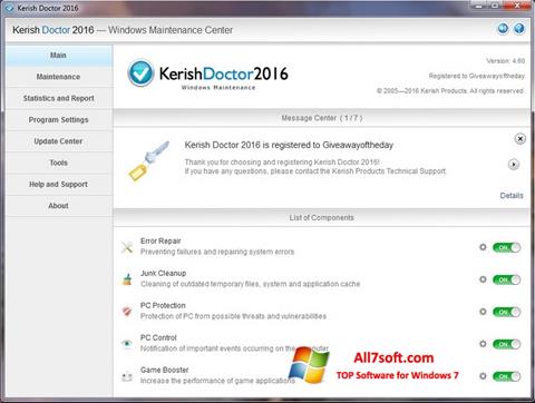 스크린 샷 Kerish Doctor Windows 7
