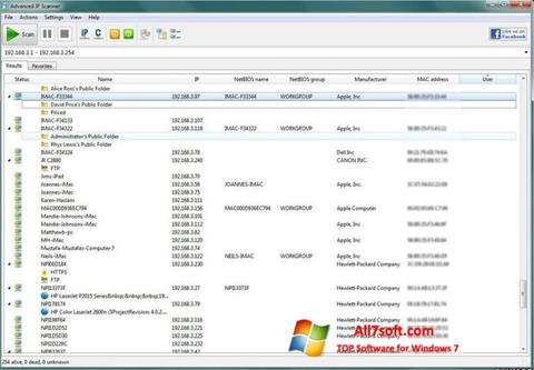 스크린 샷 Advanced IP Scanner Windows 7