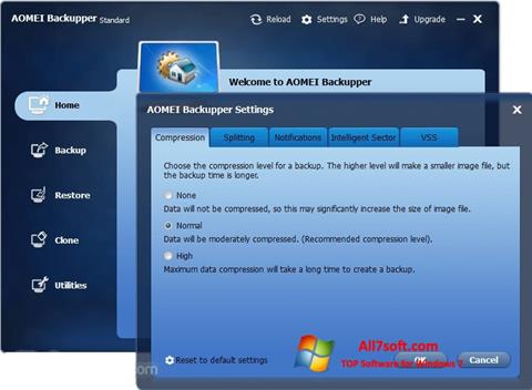 스크린 샷 AOMEI Backupper Windows 7