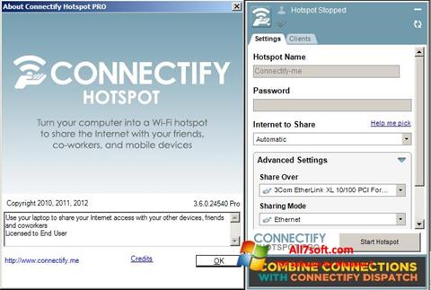 스크린 샷 Connectify Hotspot PRO Windows 7