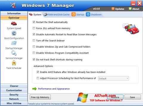 스크린 샷 Windows 7 Manager Windows 7