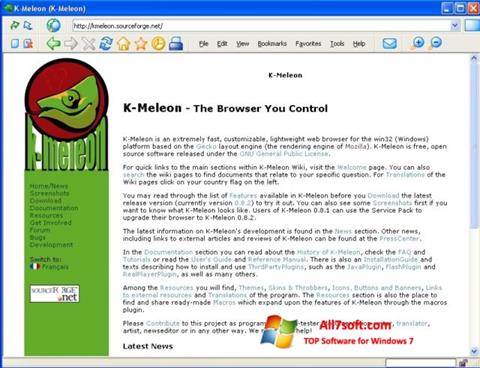 스크린 샷 K-Meleon Windows 7