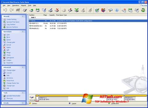 스크린 샷 Acronis Disk Director Suite Windows 7