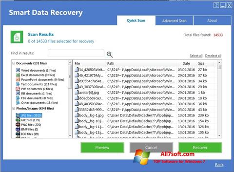 스크린 샷 Smart Data Recovery Windows 7