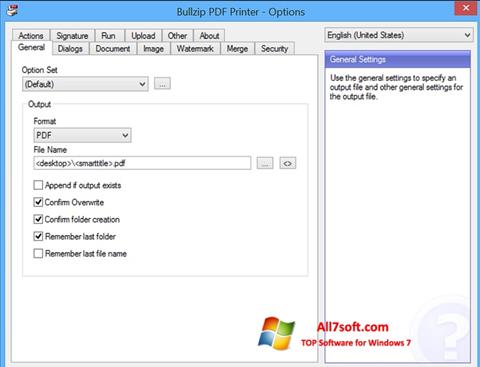 스크린 샷 BullZip PDF Printer Windows 7