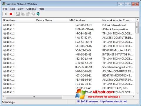 스크린 샷 Wireless Network Watcher Windows 7
