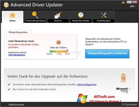 스크린 샷 Advanced Driver Updater Windows 7